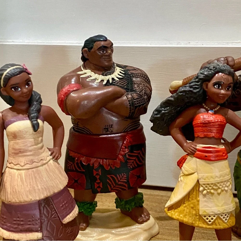 Disney Moana Lot of 5 Cake Toppers PVC Figures‎ Jakks Chief TUI Hei Hei Sina